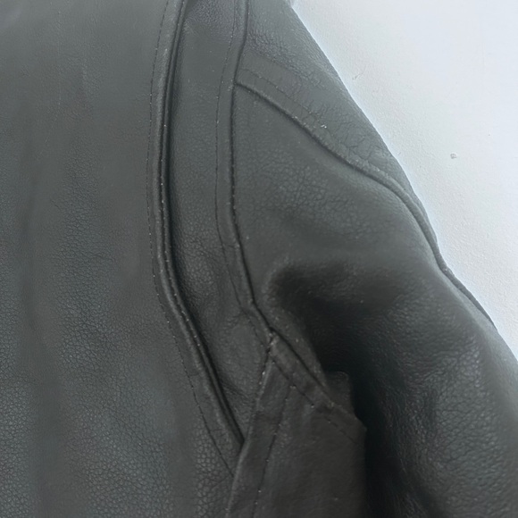 Black Men's Leather Moto Jacket sz large - Picture 6 of 13